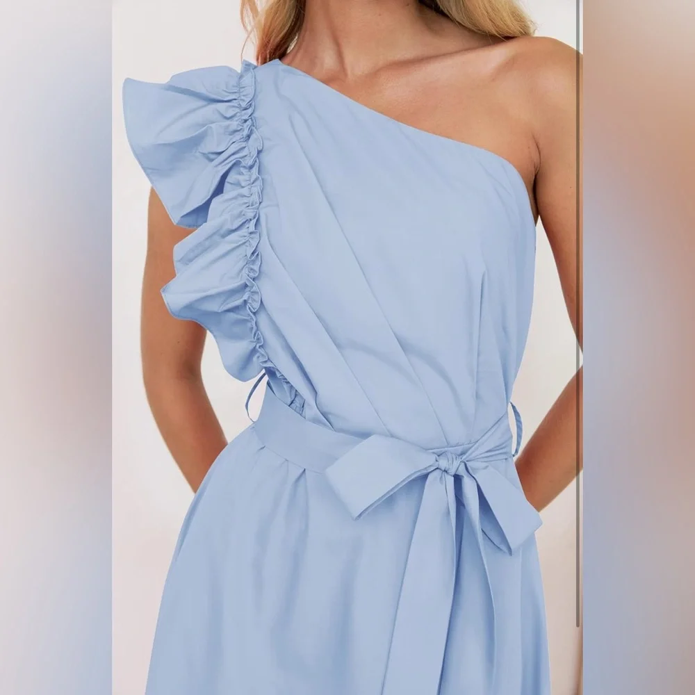 NWOT Elegant Blue One-Shoulder Dress XL